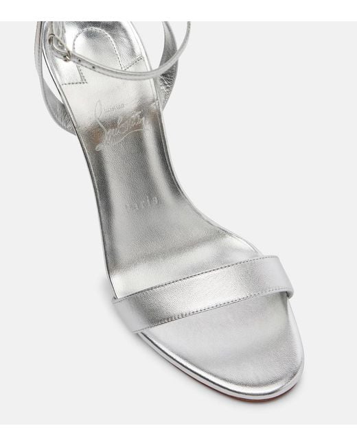 Christian Louboutin White Miss Z 100 Metallic Leather Sandals