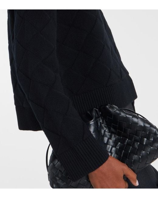 Bottega Veneta Black Intreccio Wool-Blend Sweater