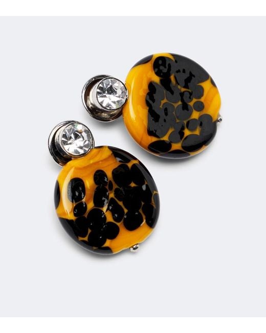 Dries Van Noten Orange Embellished Earrings
