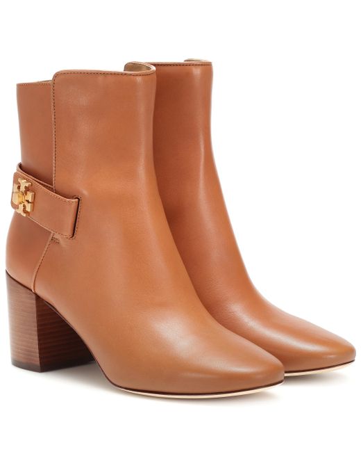Tory Burch Brown Kira Leather Ankle Boots