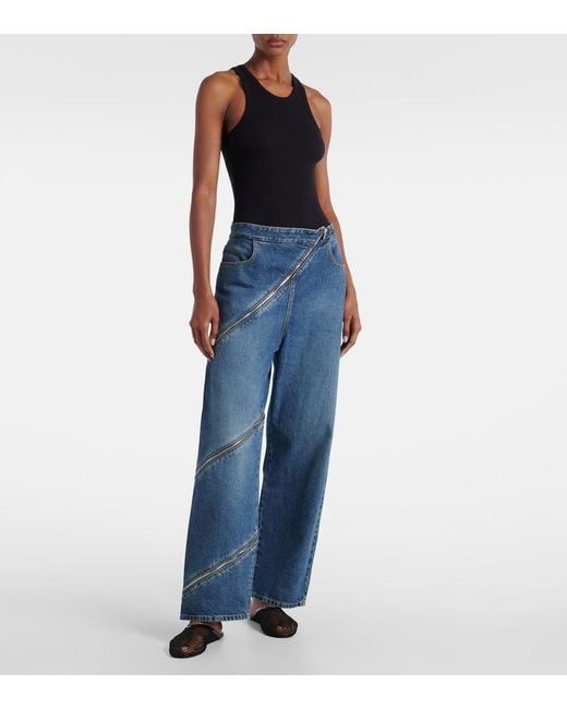 Alaïa Blue Ribbed-Knit Bodysuit