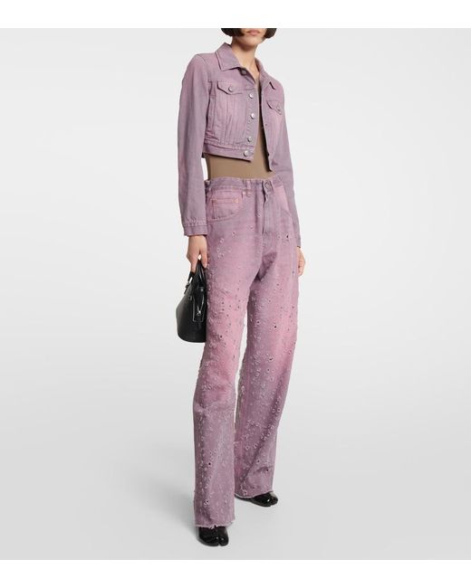 MM6 by Maison Margiela Pink Cropped Denim Jacket