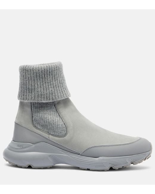 Tod's Gray Leather Chelsea Boots