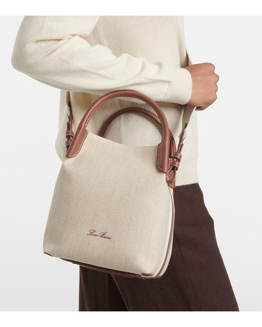 Loro Piana Natural Bale Small Leather-Trimmed Canvas Tote Bag