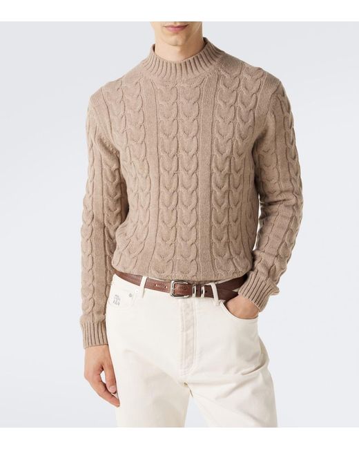 Slowear Brown Cable-Knit Virgin Wool Sweater for men