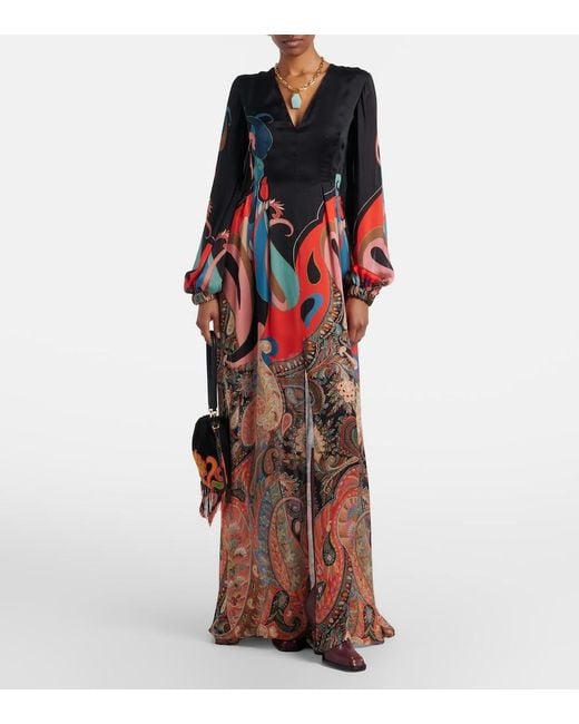 Etro Red Paisley Silk Gown
