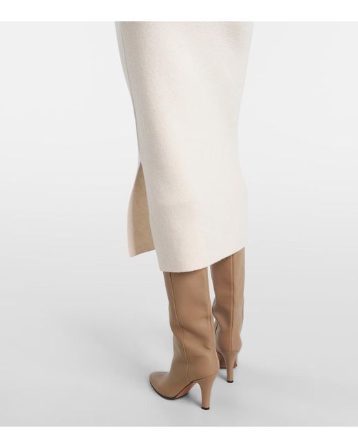 Jardin Des Orangers White Wool And Cashmere Midi Skirt