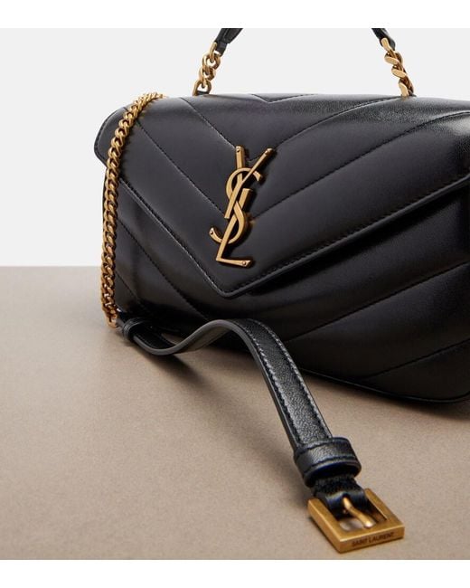 Saint Laurent Black Loulou Matelasse Leather Top-Handle Bag