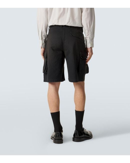 Our Legacy Black Mount Herringbone Cotton Cargo Shorts for men