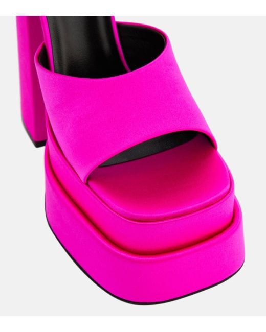 Versace Pink Medusa Aevitas Satin Platform Sandals