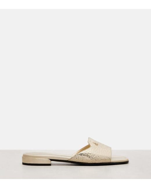 Jimmy Choo Natural Dina Metallic Slides