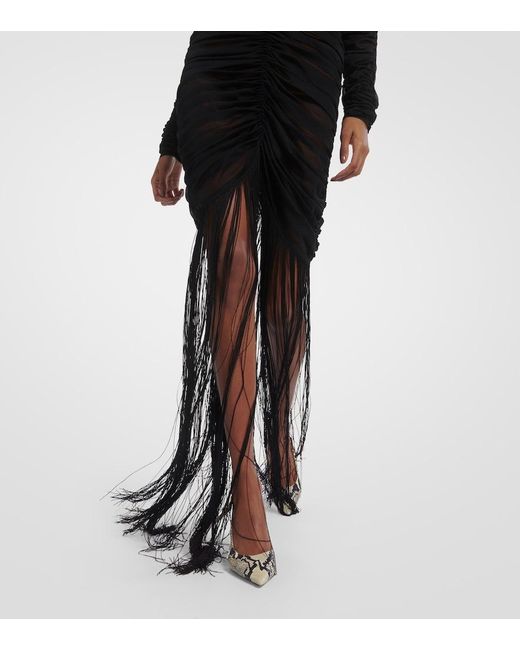 Khaite Black Guisa Fringed Silk-Blend Maxi Dress