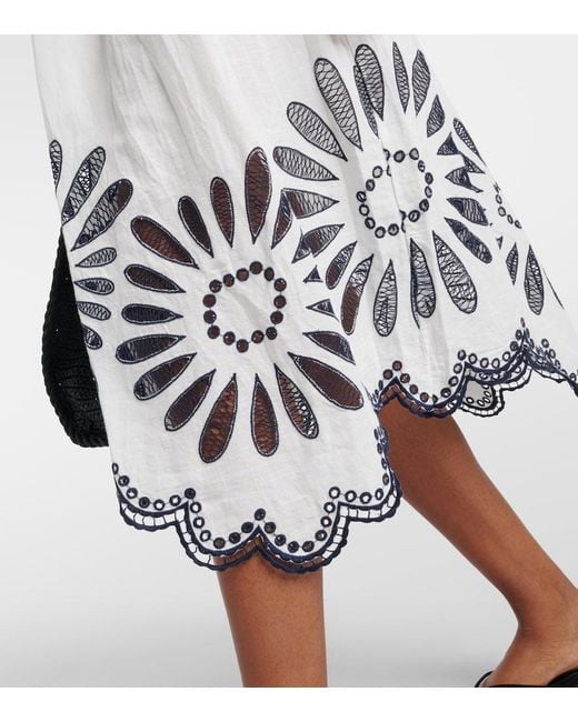 Ulla Johnson White Beatrice Linen And Cotton Midi Dress