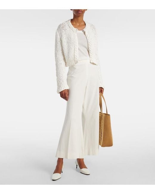 Khaite White Walter Cotton Canvas Flared Pants