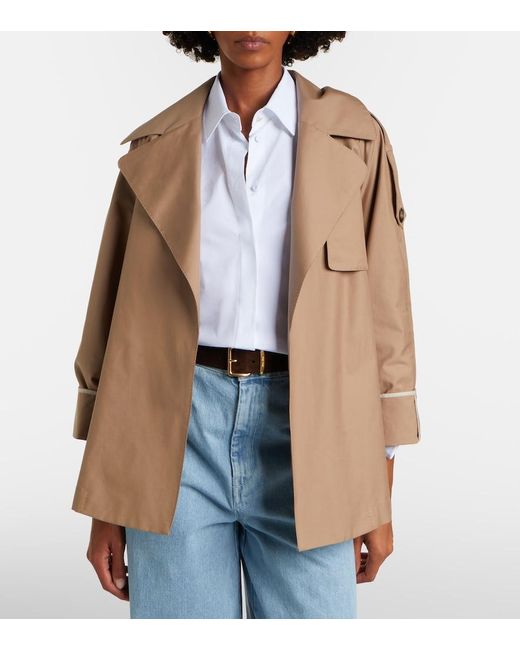 Max Mara Natural Clara Cotton-Blend Gabardine Trench Coat