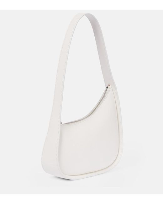 The Row White Half Moon Leather Shoulder Bag