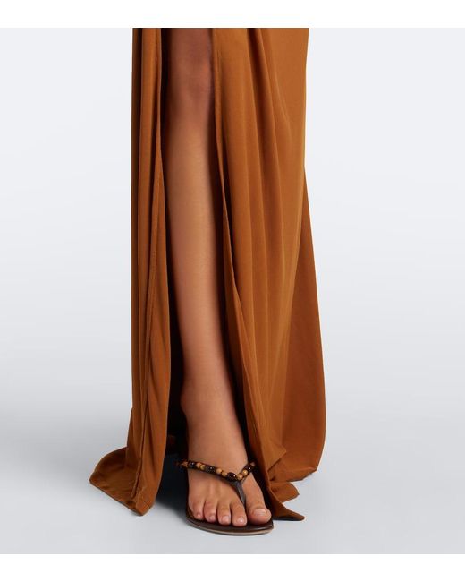 Christopher Esber Brown Helix Crystal Draped Gown