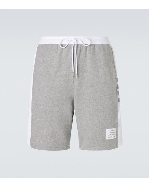 Thom Browne Gray 4-Bar Cotton Jersey Shorts for men