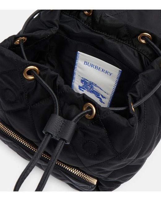 burberry small leather trimmed gabardine backpack Burberry Mini Leather-Trimmed Backpack in Black
