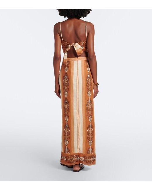 Johanna Ortiz Metallic Andean Mythology Printed Linen Maxi Dress