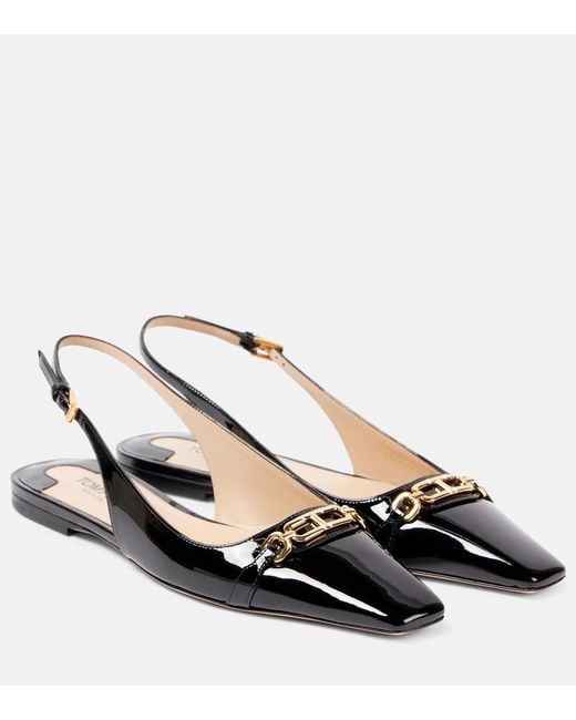 Tom Ford Black Whitney Patent Leather Slingback Flats