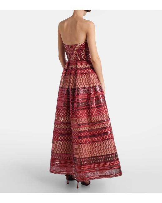 Elie Saab Red Sequined Corset Gown