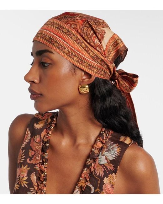 Zimmermann Orange Paisley Silk Scarf