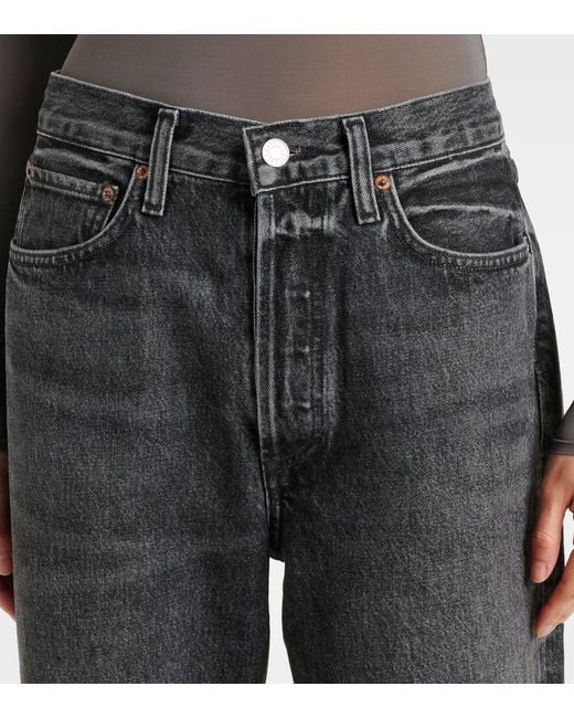 Agolde Gray High-Rise Straight Jeans Kelly