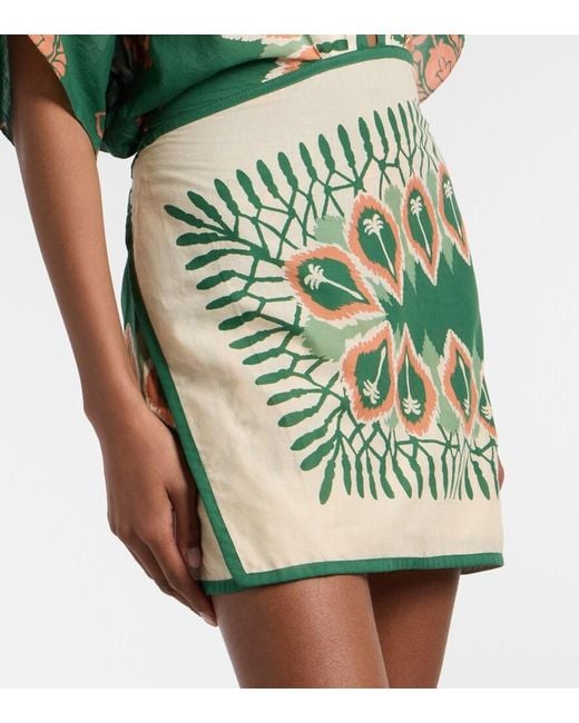 Johanna Ortiz Green Printed Cotton Minidress