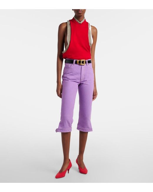 Versace Purple High-Rise Capri Jeans