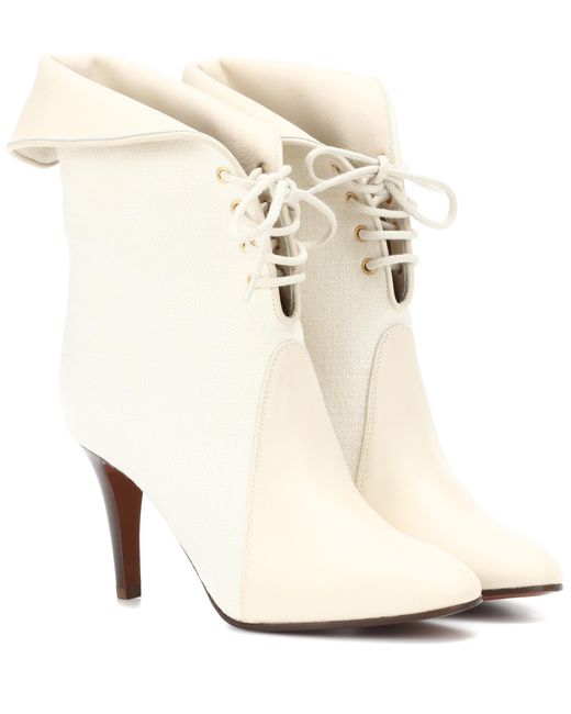 chloe white ankle boots