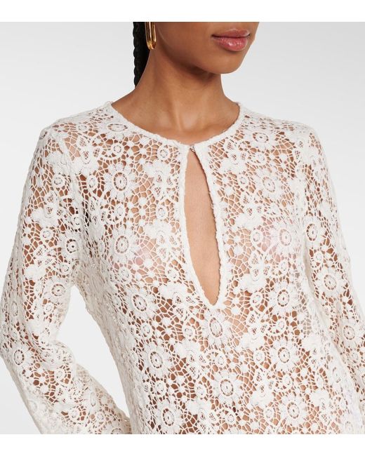 Nili Lotan White Cotton Lace Maxi Dress