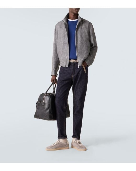 Brunello Cucinelli Pullover Aus Baumwolle in Blue für Herren