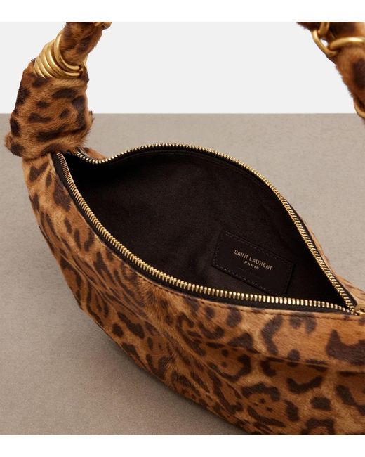 Saint Laurent Brown Amalia Mini Calf Hair Top-Handle Bag