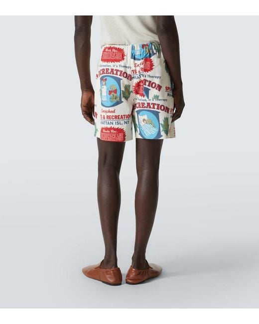 Bode White Enrichment Cotton Printed Shorts for men