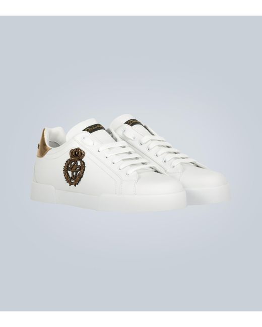 dolce & gabbana leather sneakers with scarf laces