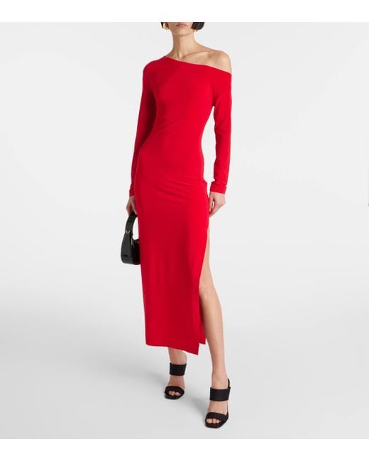 Norma Kamali Red One-shoulder Maxi Dress