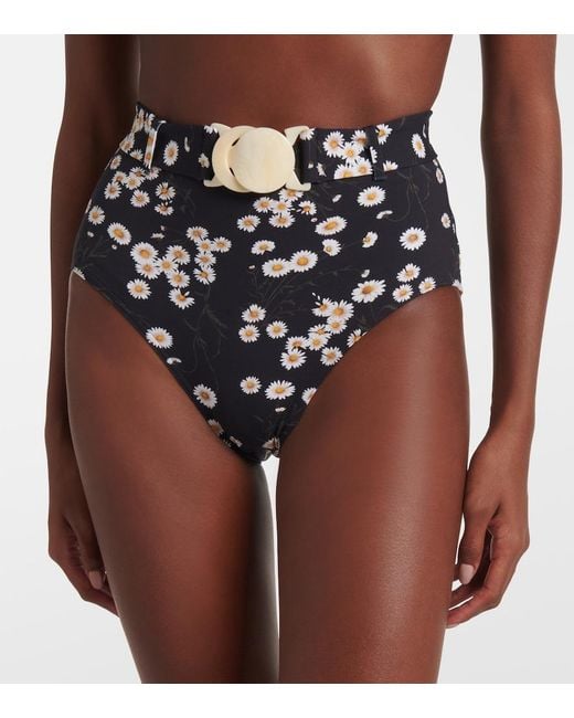 Eres Blue Discret Floral High-Rise Bikini Bottoms