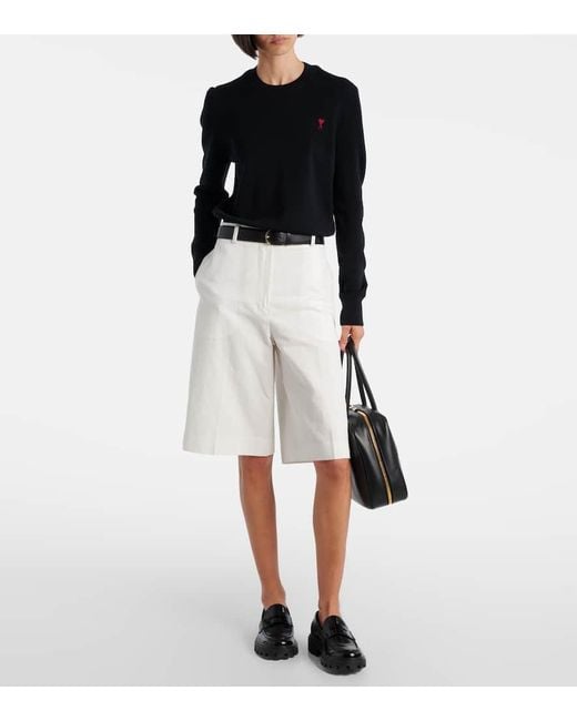 AMI Blue Ami De Cour Wool Sweater