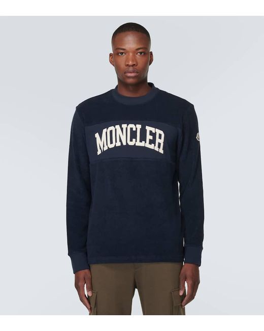 Moncler Besticktes Sweatshirt aus Frottee in Blue für Herren