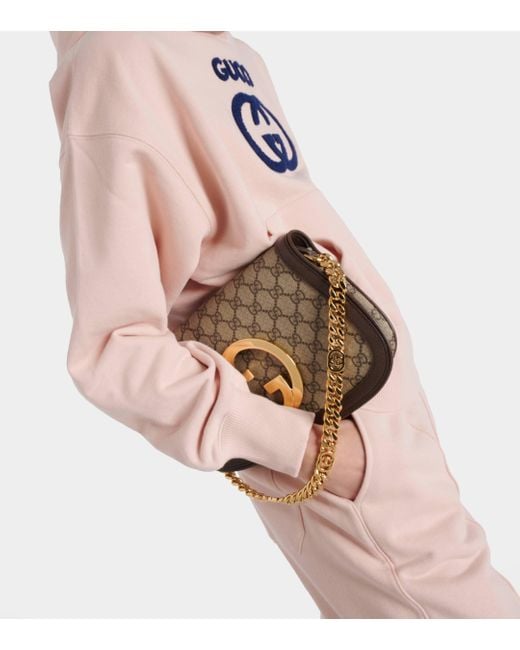 Sweat-shirt a capuche GG brode en coton Gucci en coloris Pink