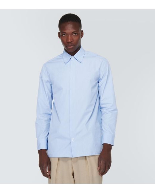 Jil Sander Blue Pinstriped Cotton Shirt for men