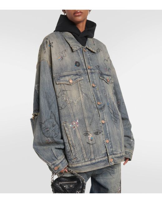 Balenciaga Gray Embellished Denim Jacket