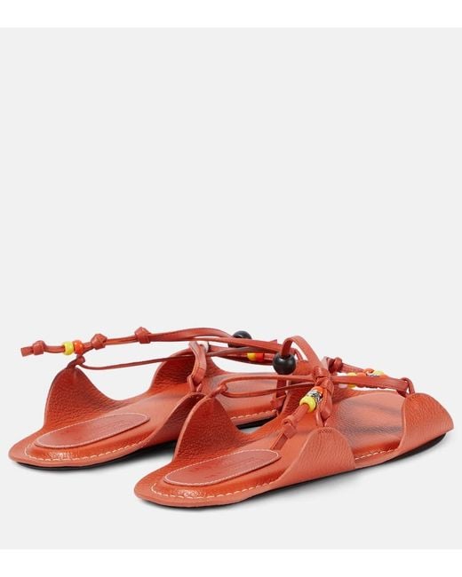 Marni Red X No Vacancy Inn Beaded Leather Sandals
