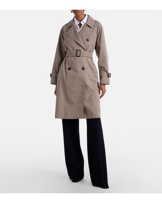 Max Mara Brown Fate Gingham Cotton-Blend Trench Coat
