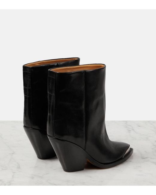 Isabel Marant Black Ladel Leather Ankle Boots