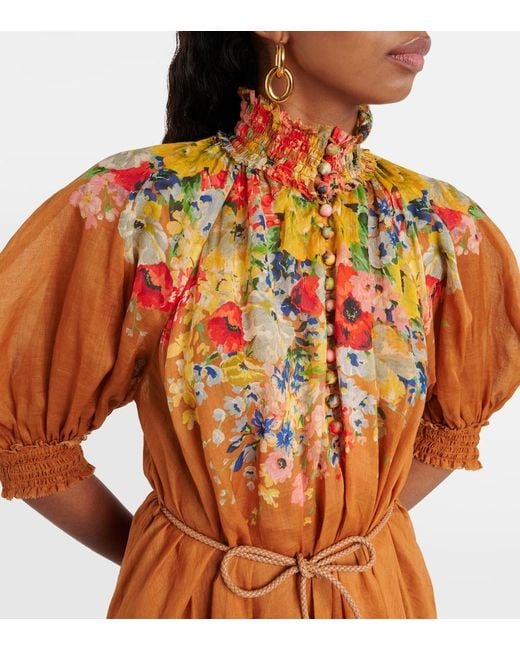 Zimmermann Orange Alight Floral Maxi Dress