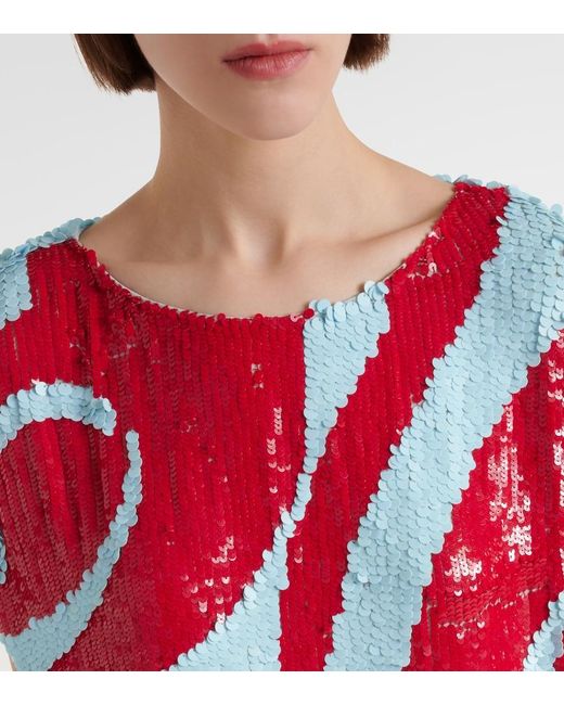 Dries Van Noten Red Sequined Top