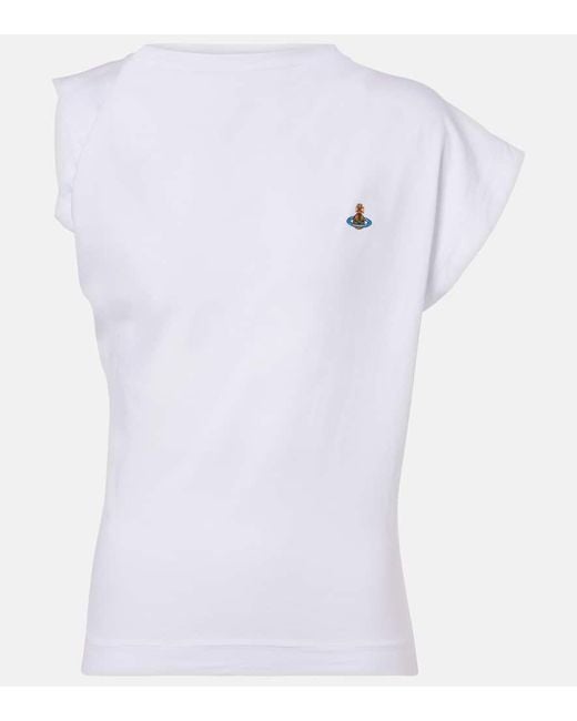 Vivienne Westwood White Hebo Asymmetric Cotton Jersey T-Shirt