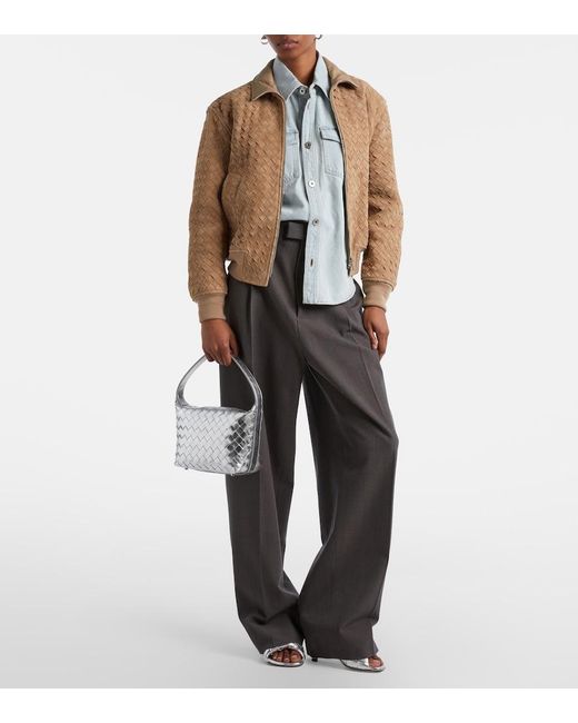 Bottega Veneta White Wallace Intrecciato Leather Shoulder Bag